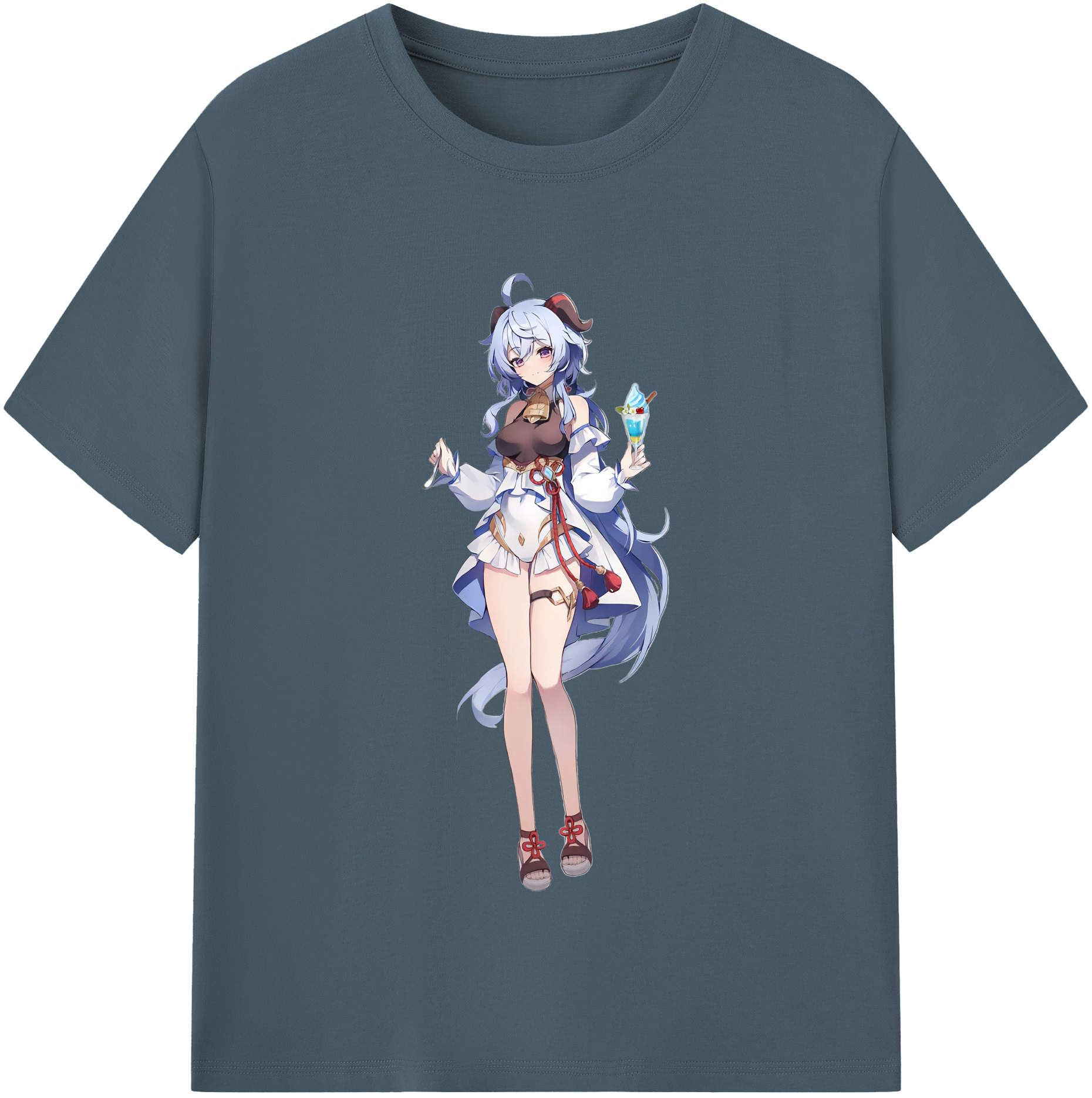 げんし神 甘雨 かんう genshin Ganyu 綿100％半袖Tシャツ（フロントプリント）